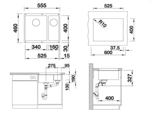 Blanco Subline 340/160 - Silgranit Spoelbak, 555x460 Mm, InFino, Bak Links, Antraciet 523548 -Philips Verkoop 2ad81c2a11b19c932e474df3