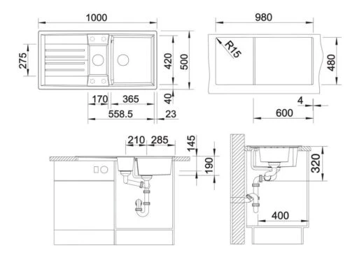 Blanco Lexa 6 - Silgranit Spoelbak, 1000x500 Mm, Met Afvoerbediening En Toebehoren, InFino, Grijs 527278 -Philips Verkoop 3cf503efbd77afd262c437e0